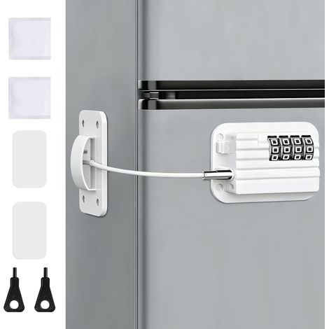 1Pc Serrure de Réfrigérateur, Verrou de Réfrigérateur Sans Perçage, Serrure de Porte de Réfrigérateurs Auto-adhésif, Verrou Sécurité Enfant, Sécurité Bébé Maison pour Placard,Armoire,Tiroir (1/5)
