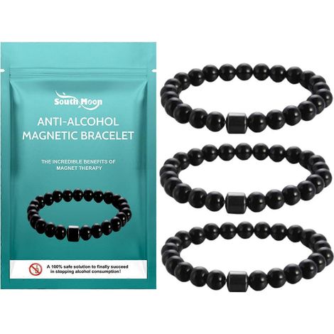 Bracelet magnétique anti-alcool (lot de 3), efficace pour réduire la consommation d'alcool, bracelet de magnétothérapie pour soulager l'inconfort après avoir bu. (1/4)