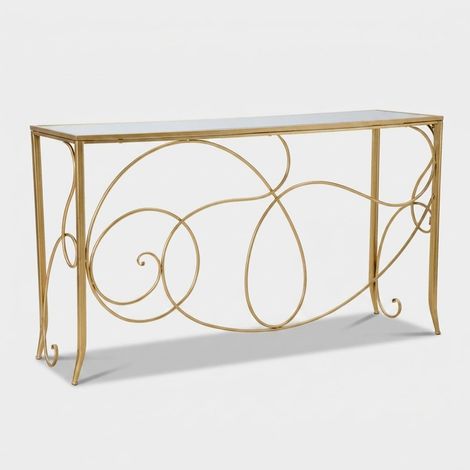 Consola de metal y vidrio espejado 140x40x80 cm Art (1/5)
