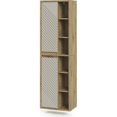 Armario de baño Viola, Roble artesanal/Cachemira, 50.2 x 170 cm, Vicco (1/5)