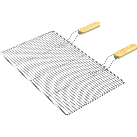 Griglia rettangolare per BBQ 67x40 cm In acciaio inox con manici Per grill a gas, a sfera ecc (1/5)