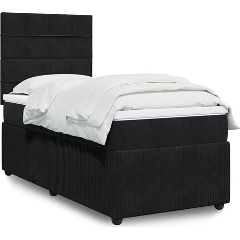 vidaXL Giroletto a Molle con Materasso Nero 80x200 cm in Velluto (1/5)