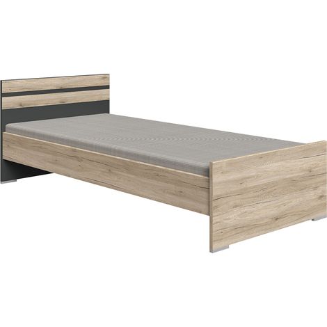 Bettgestell Liegefläche 90x200 cm in Eiche mit graphit CANTON-43 (1/3)