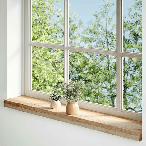 Lot de 2 Appuis de fenêtre,Rebord de fenêtre non traité 80x15x2 cm bois chêne massif CFW41254 (1/5)