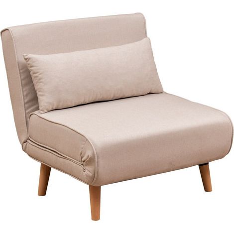 Fauteuil convertible tissu RELIKA - 1 ou 2 places 1 place fauteuil-Beige-1 place fauteuil (1/5)