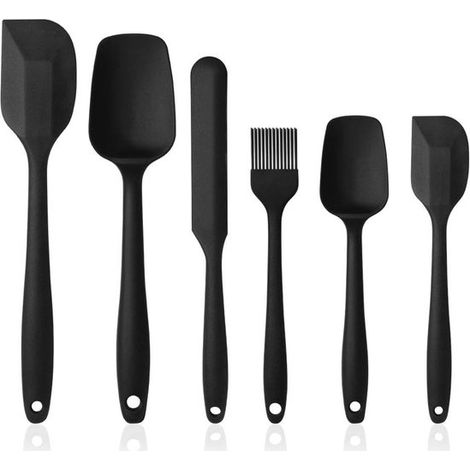 Juego de utensilios de cocina de silicona de 6 piezas (incluye brocha, Antiadherente y resistente al calor, apto para cocinar y hornear, Negro (1/5)