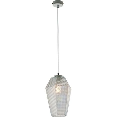 Lampadario Sospensione Laccato Bianco Ø20cm 1 Luce E27 55W Trasparente (1/2)