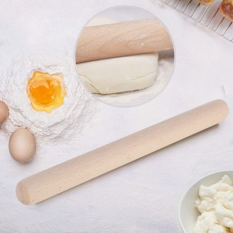 Rouleau à pâtisserie en bois massif pour la maison, idéal pour les gâteaux, les pizzas et autres pâtisseries. Ustensile de cuisine de 29 cm.