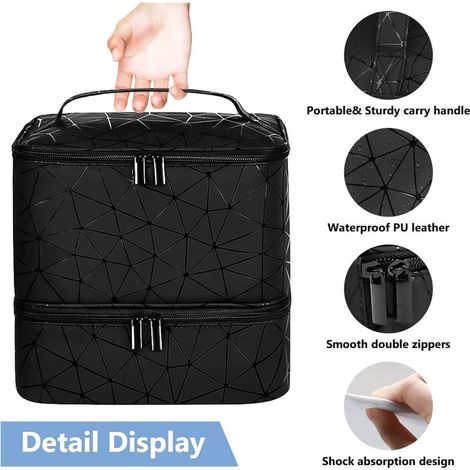 Nagellack-Aufbewahrungsbox mit Trockengestell, 23,5 × 25 × 20 cm, Schwarz (1/4)