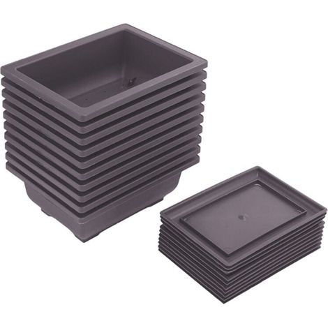 10 vasi da addestramento per bonsai con vassoio in plastica per piante da giardino e da balcone, 16,5x12 cm (1/4)