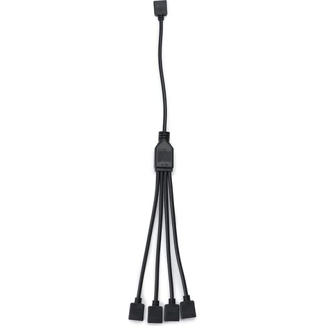 Cable Argb - Répartiteur 1 Vers 4 - Adaptateur Hub Argb 3 Broches - Pour Bandes Led Argb - 30 Cm (1/5)