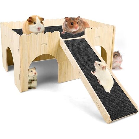 guinea pig house wooden hamster house guinea pig castle hamster accessories rabbit (1/5)