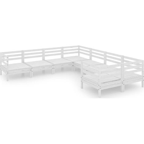 Maison Exclusive - 8-tlg. Garten-Lounge-Set Massivholz Kiefer Wei (1/5)