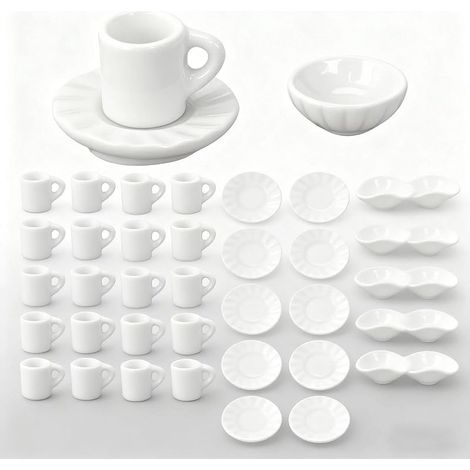 Lot de 40 tasses miniatures, accessoires de cuisine miniatures, formes réalistes, style mignon, en résine/plastique, idéales pour les jeux de rôle, les accessoires et la décoration de table. (1/5)