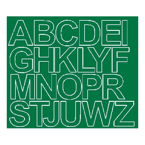 Lettere adesive autoadesive da 4,5 cm, colore verde lucido.