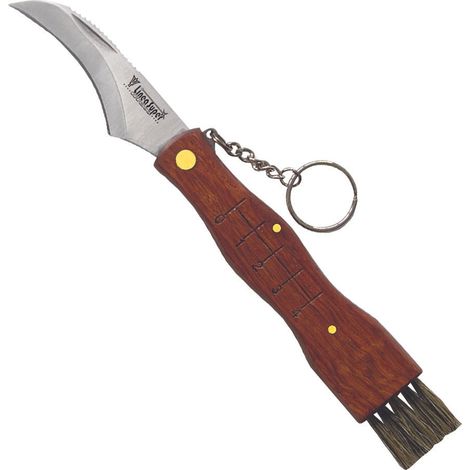COLTELLO DA FUNGHI MANICO IN LEGNO CON SPAZZOLINO CM.19- - cm.19 art.340 - 3 pezzi DE LUCA