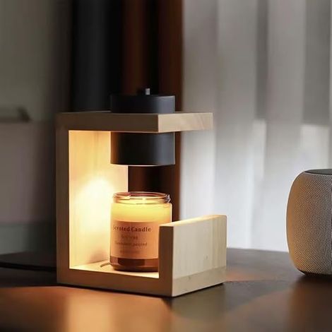Lampe Bois et Noir, Variateur minuteur, Intérieur, Diffuseur de Parfum (1/4)