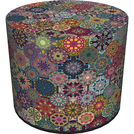 Pouf decorativo, Bertoni, stampa Valencia - pouf rotondo per soggiorno, ingresso, cilindro 40 cm, elegante, cerniera, lavabile (1/5)