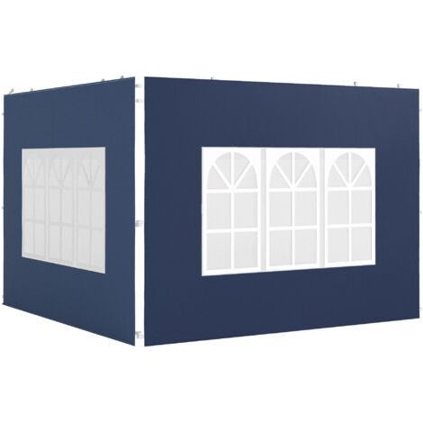 Ensemble de 2 panneaux latéraux pour tonnelles 3x3 et 3x6, étanches, avec fenêtres, bleus (1/5)