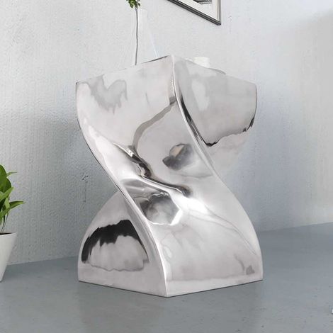 Maison Exclusive - Taburete/mesa auxiliar retorcida aluminio plat (1/5)