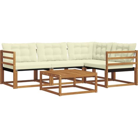 vidaXL Outdoor Sofa Set with Cushion 5 pcs Natural and Cream (1/4)
