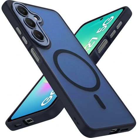 Custodia fumé per Samsung Galaxy A27 5G, custodia opaca, per MagSafe, cornice blu (1/5)
