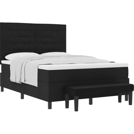 Maison Exclusive - Lit à ressorts avec tête de lit Noir 160 x 200 cm tissu