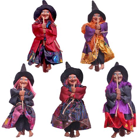 Figurine Sorcière Effrayante Suspendue Halloween - Décoration Colorée pour Fête, Jardin et Décorations de Vacances (1/5)