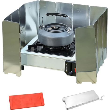 Pare-brise Camping Pliable 16 Plaques Aluminium Léger Protection Vent 360 Degrés pour Réchaud Gaz Randonnée Barbecue Extérieur 130x24cm (1/5)