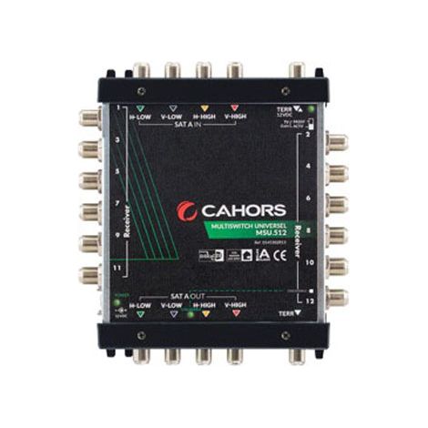 Commutateur DiSEqC Multiswitch Universel - Cahors MSU 512 - 1 Satellite + Terrestre, 5 entrées, 12 sorties