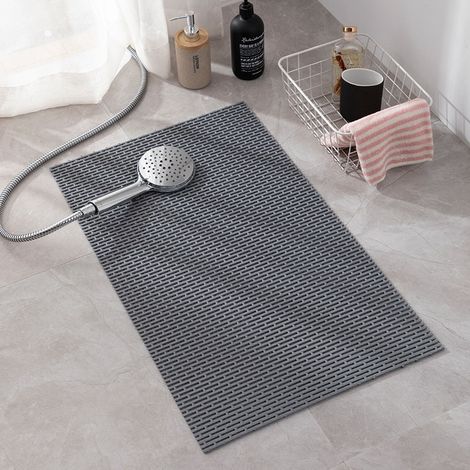 Tapis antidérapant PVC gris 40x60 cm pour cuisine et salle de bain, motif minimaliste, solide et perméable pour usage intérieur et extérieur (1/4)