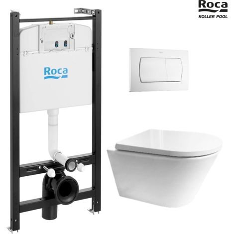 BASTIDOR ROCA ACTIVE PACK CISTERNA EMPOTRADA Y PULSADOR BLANCO BR CON INODORO SUSP VORTEX Orion Tapa Envolvente Blanco de KP