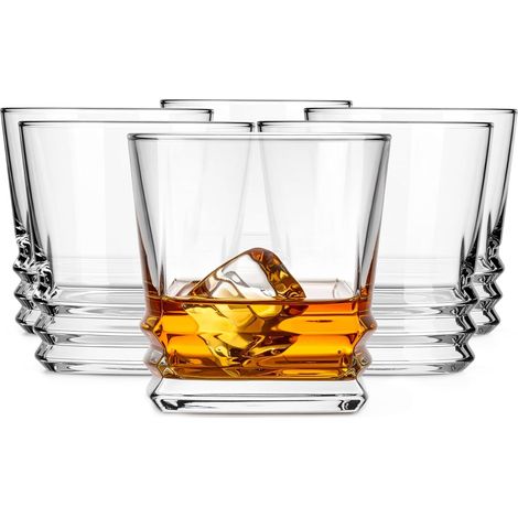 Whiskygläser Set Mit 6-280 Ml Premium Bleifreiem Kristall-Whiskyglas Zum Trinken Von Scotch-, Bourbon-, Cognac-, Irish Whiskey- Und Altmodischen Cocktails