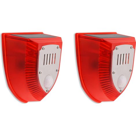 2 Stück Solar-Sicherheitsalarm mit 129 dB Ton, Sirene, Blitzlicht, Warnlampe, 3 Arbeitsmodi für Weide, Bauernhof, Haus, Hof, Scheune