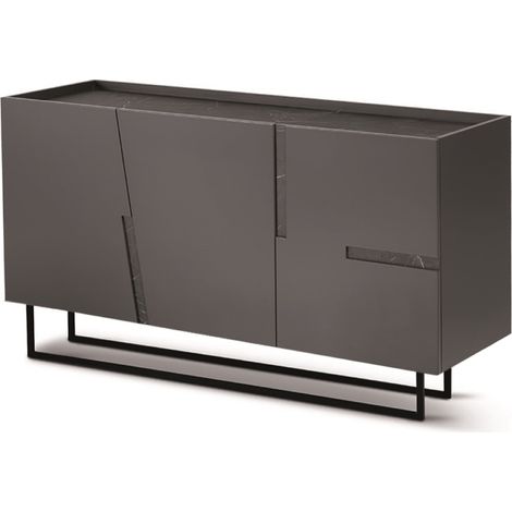 Madia credenza 3 ante inserti Marmo Nero con scocca Antracite GIRONA con piedini sagomati (1/4)
