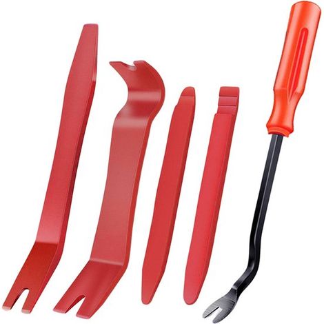 Outils de démontage de panneau de porte et tableau de bord Audio System de voiture , 5 pièces, rouge, outil de démontage de garniture, outil de panneau de voiture, 14,5 cm, 14 cm, 17,5 cm, 20 cm, 23 c (1/5)