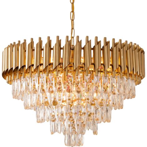 Lampadario, stile moderno, regolabile, catena intercambiabile, oro, 300W (1/5)
