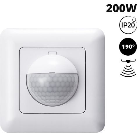 Sensor De Movimiento PIR - Empotrable - 190º - 200W - IP20