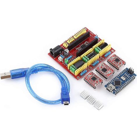 Kit d'imprimante 3D comprenant : carte de protection pour machine de gravure CNC A4988, carte pilote Nano 3.0 avec câble USB,