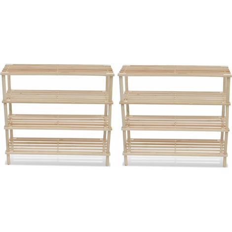 Scarpiere a 4 Livelli 2 pz in Legno Massello di Abete vidaXL (1/4)