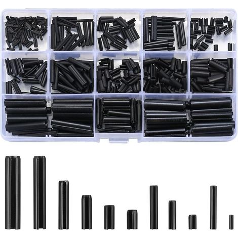 390Pièces Assortiment de Goupilles élastiques, Goupilles élastiques de Sûreté en Acier au Manganèse - M1.5/M2/M2.5/M3/M4/M5/M6 (1/5)