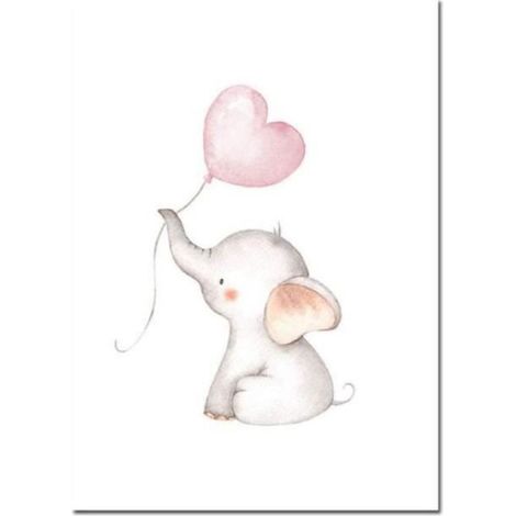 Murale Art Enfants Affiche éLéPhant Ballon Toile Tableau Peinture Enfants Decoration Tableaux Pour BéBé (1/4)
