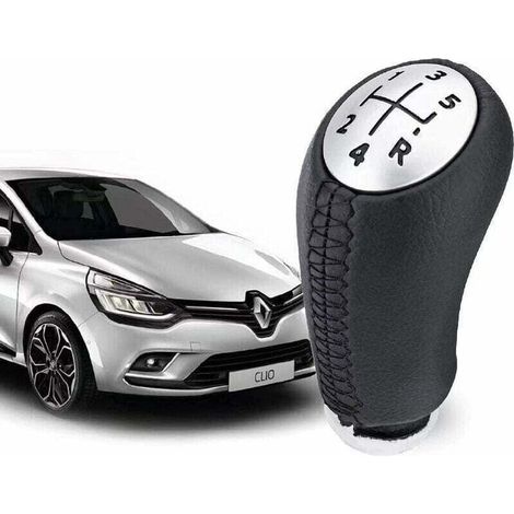 UlisemPommeau de Vitesse Clio 3 – EN CUIR - Levier de Vitesse 5 Vitesses pour Laguna / Megane 2 / Clio 4 / Scenic / Kangoo