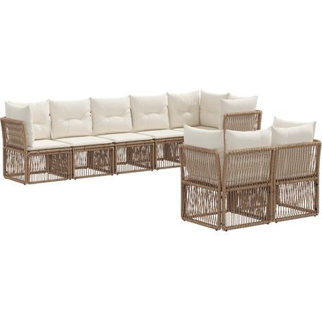 Gartensofa-set 8 pcs Beige Poly-Rattan vidaXL