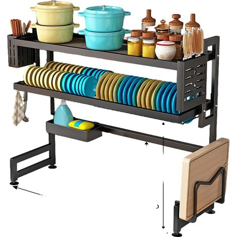 Geschirrabtropfgestell, zweistufiges Design, effizientes Entwässerungssystem, Rack-B (1/2)