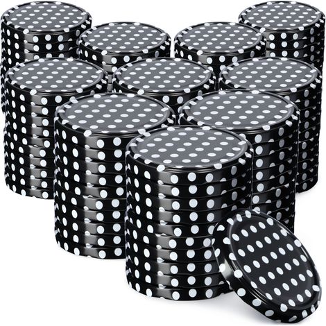 KADAX Schraubdeckel fi66 mm, für Einmachgläser, 100 Stück, Schwarz gepunktet