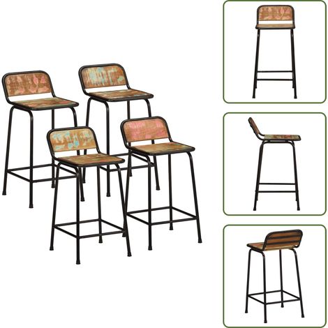 vidaXL Tabourets de bar lot de 4 46x35,5x80cm bois massif récupération