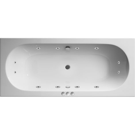 Round Double Ended Whirlpool Bath with 12 Chrome Jets and Leg Set, 1700 x 750mm