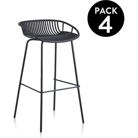 Pack 4 taburetes altos Ari Negro 44cm (ancho) x 88cm (alto) (1/5)