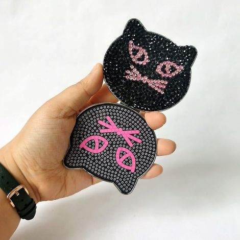 Miroir compact pliable et portable avec revêtement peint en diamant - Miroir de maquillage de poche pour enfants, femmes et filles (1/4)